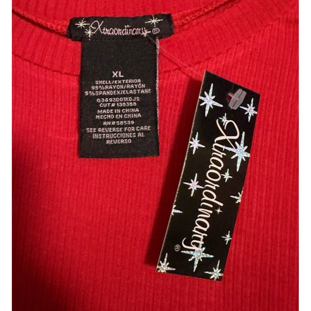 NWT Xtraordinary Girls XL Red White Blue Tie-Dye Ribbed Asymmetrical Tunic Top - Picture 4 of 4